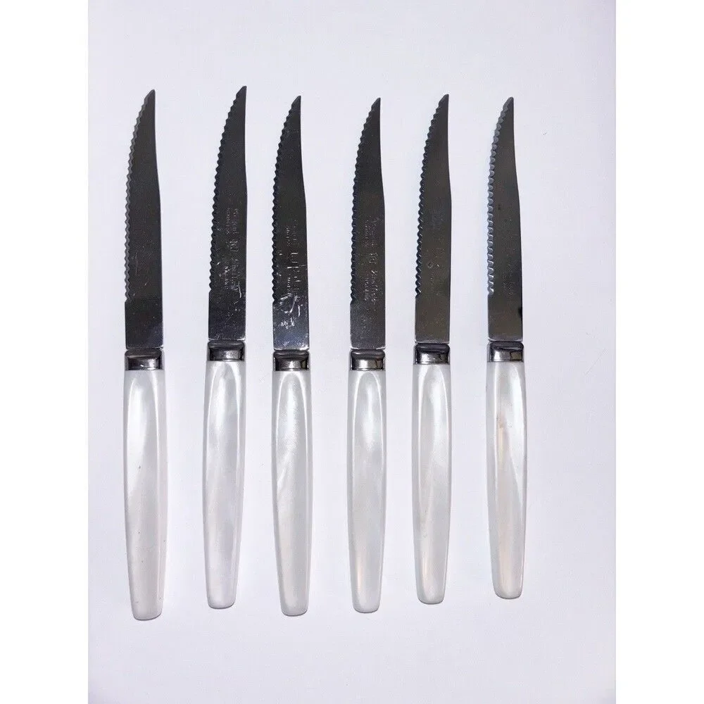 Regent Sheffield Steak Knife Set Stainless Cream/White Handles, England